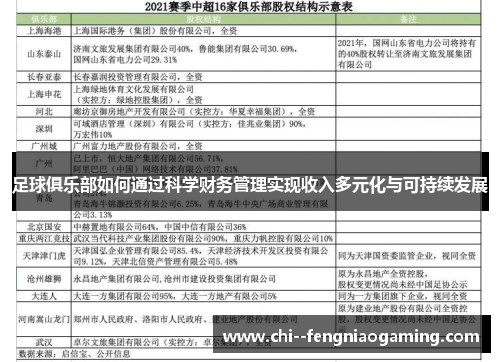 足球俱乐部如何通过科学财务管理实现收入多元化与可持续发展
